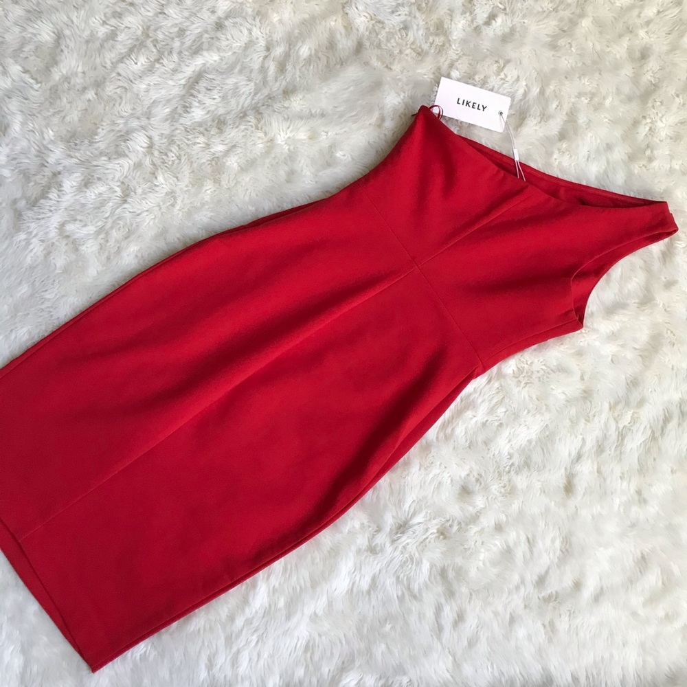 NWT Likely Red One Shoulder Cutout Lisette Dress - Picture 7 of 15